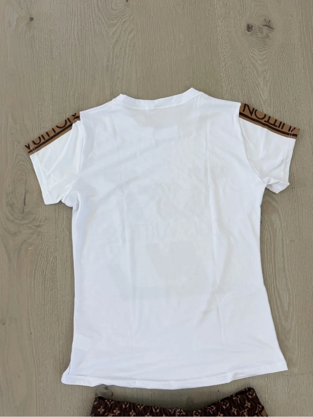 Stylish Brown Monogram Side-Stripe Women’s Pants and matching T shirt size M